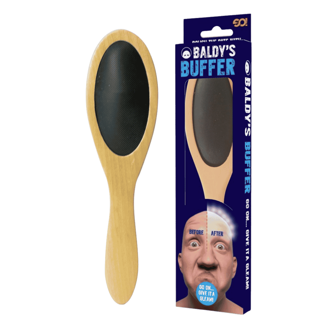 Baldy’s Buffer – Sjov børste til skaldede hoveder